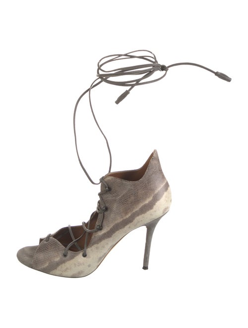 Malone Souliers Lizard Animal Print T-Strap Pumps