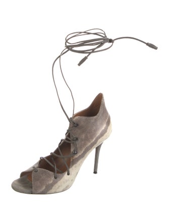 Malone Souliers Lizard Animal Print T-Strap Pumps