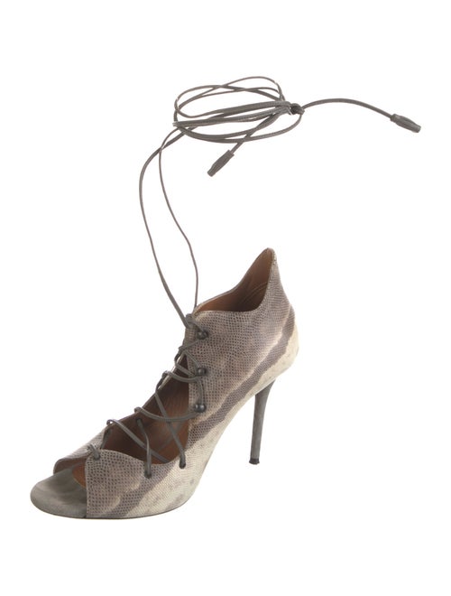 Malone Souliers Lizard Animal Print T-Strap Pumps