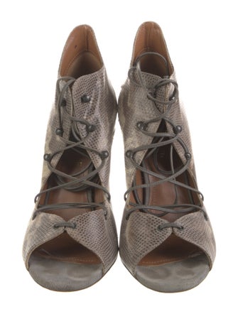 Malone Souliers Lizard Animal Print T-Strap Pumps