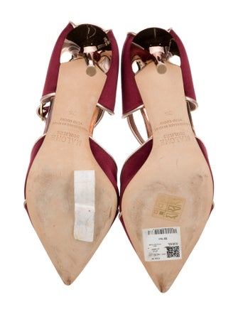 Malone Souliers Satin Striped T-Strap Pumps