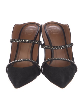 Malone Souliers Suede Crystal Embellishments Mules