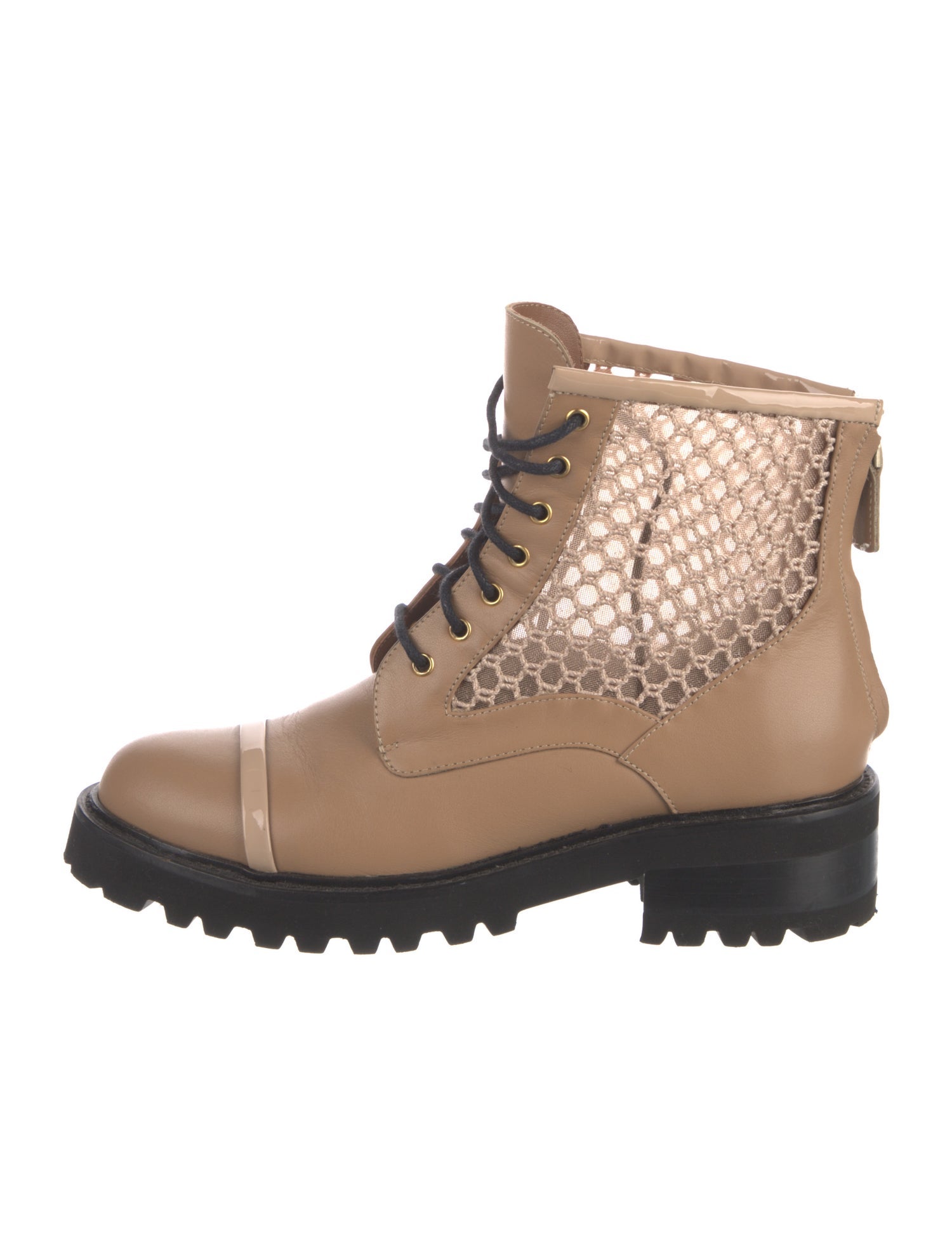 Malone Souliers Leather Mesh Accents Combat Boots