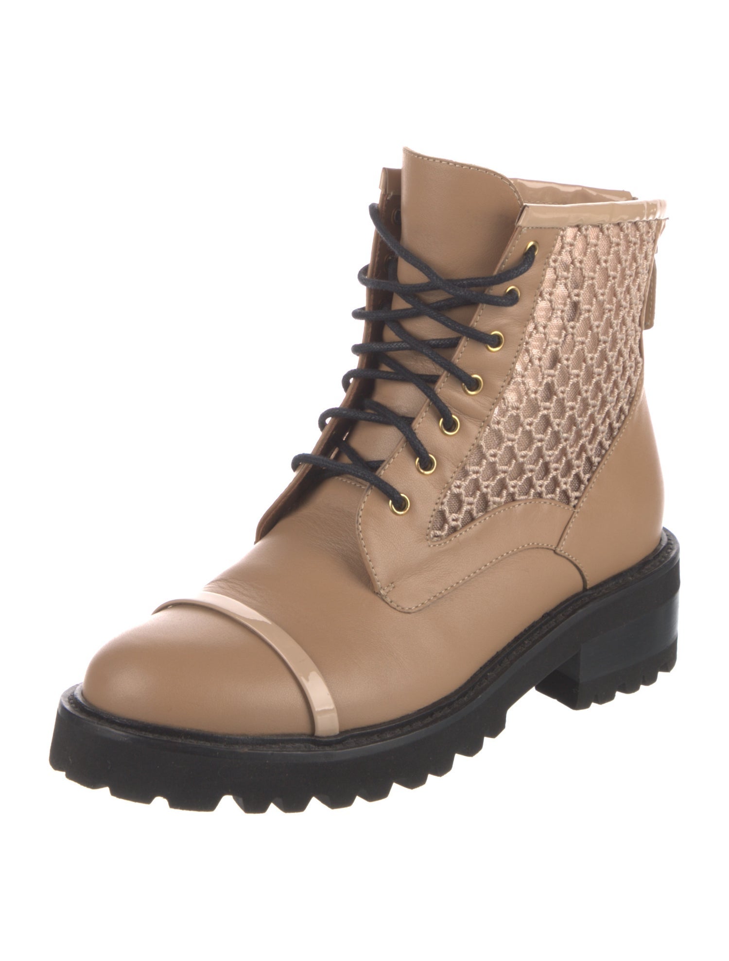 Malone Souliers Leather Mesh Accents Combat Boots