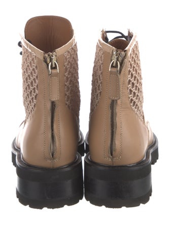 Malone Souliers Leather Mesh Accents Combat Boots
