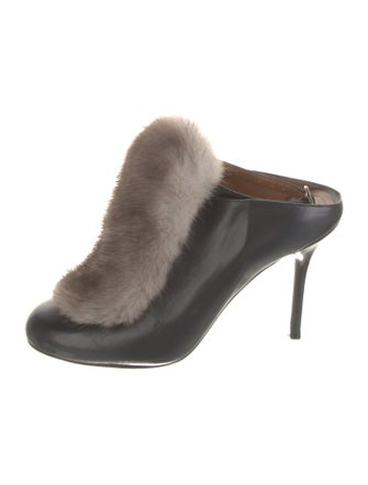 Malone Souliers Leather Fur Trim Mules