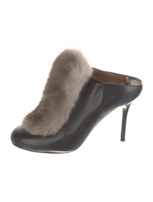 Malone Souliers Leather Fur Trim Mules