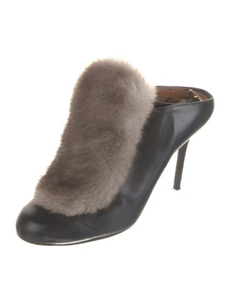 Malone Souliers Leather Fur Trim Mules