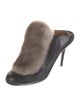 Malone Souliers Leather Fur Trim Mules