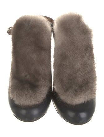 Malone Souliers Leather Fur Trim Mules
