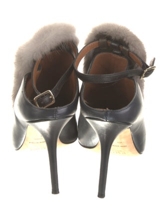 Malone Souliers Leather Fur Trim Mules