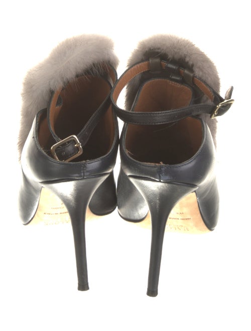 Malone Souliers Leather Fur Trim Mules