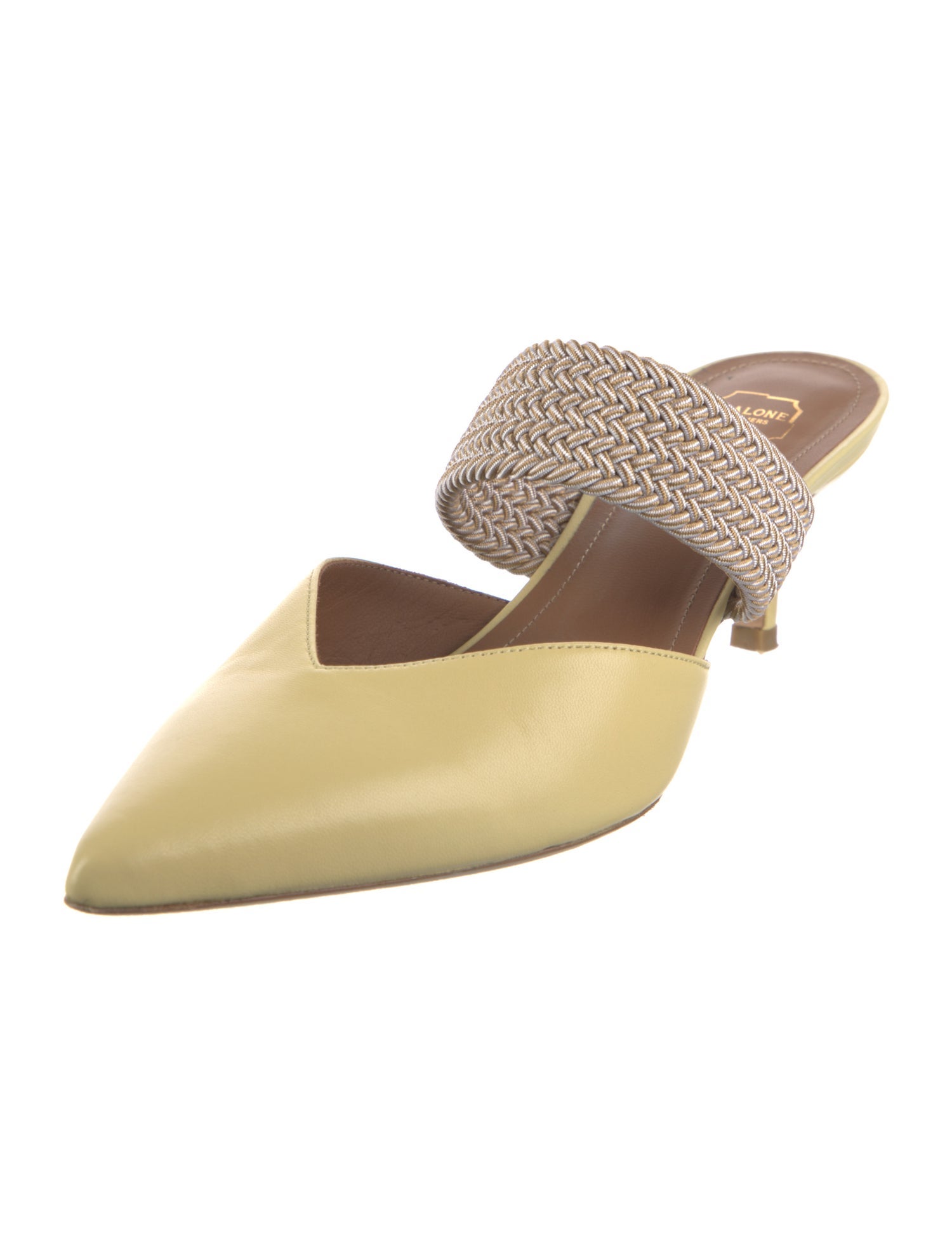 Malone Souliers Leather Braided Accents Mules