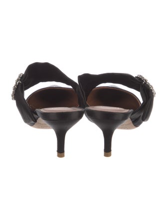 Malone Souliers Satin Crystal Embellishments Mules