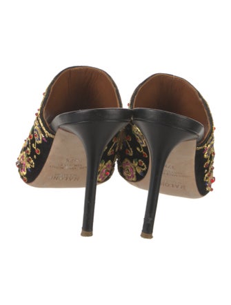 Malone Souliers Velvet Floral Print Mules