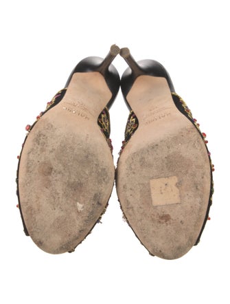 Malone Souliers Velvet Floral Print Mules