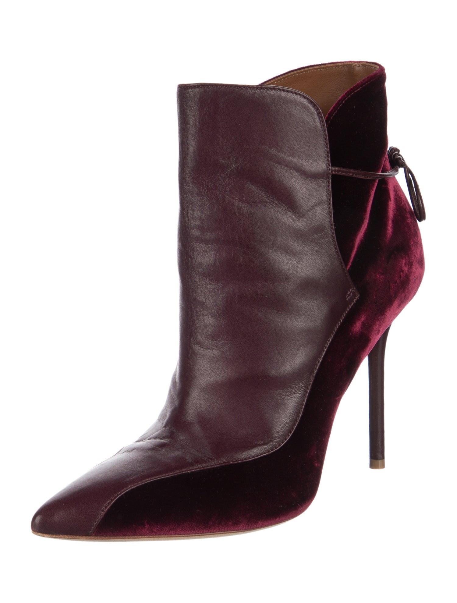 Malone Souliers Velvet Leather Trim Embellishment Boots
