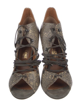 Malone Souliers Embossed Leather Animal Print Pumps