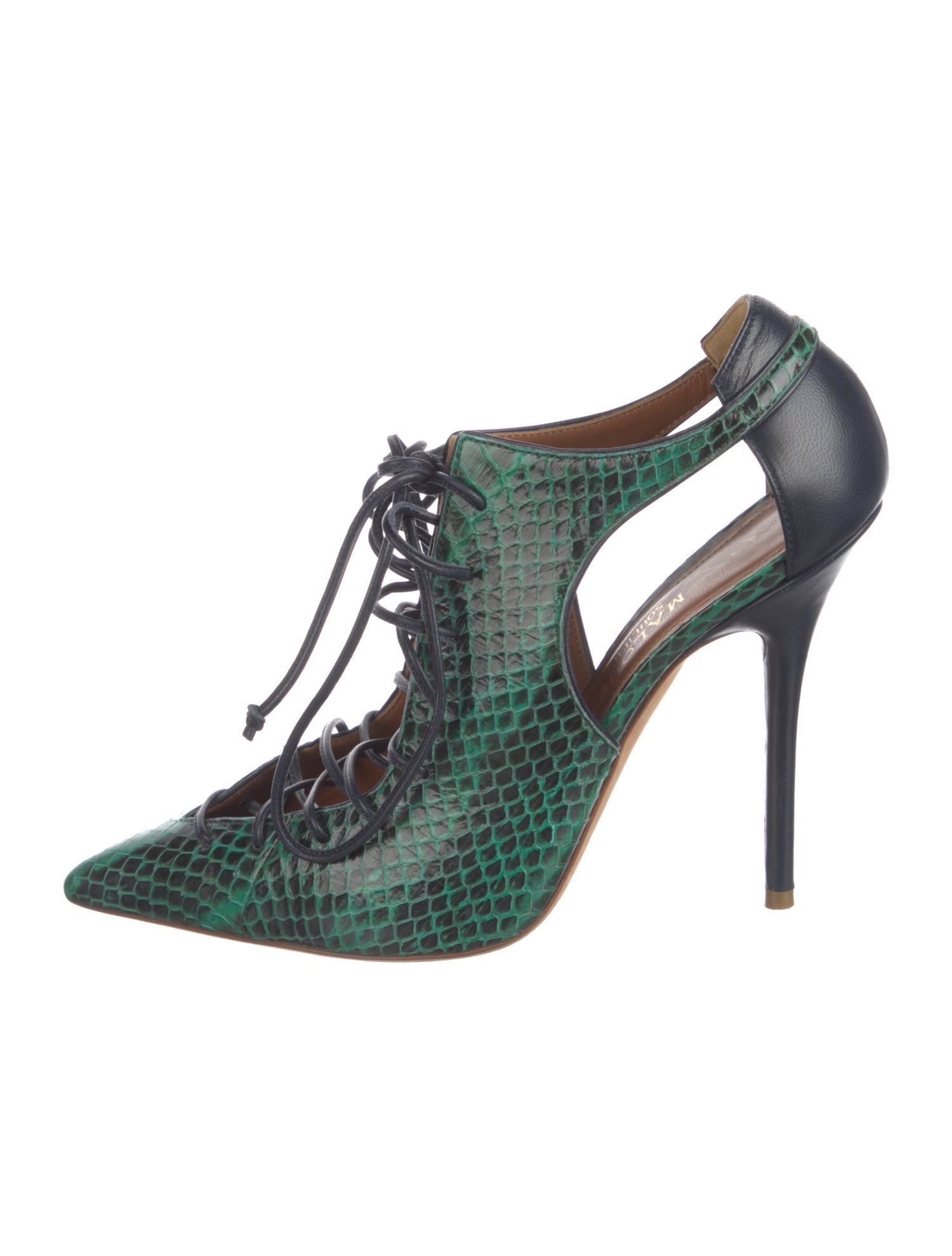 Malone Souliers Snakeskin Animal Print T-Strap Pumps