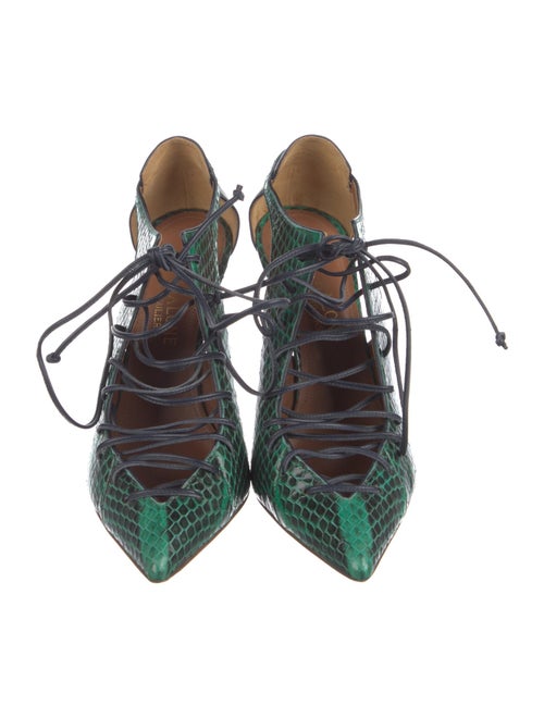 Malone Souliers Snakeskin Animal Print T-Strap Pumps