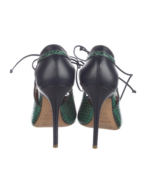 Malone Souliers Snakeskin Animal Print T-Strap Pumps