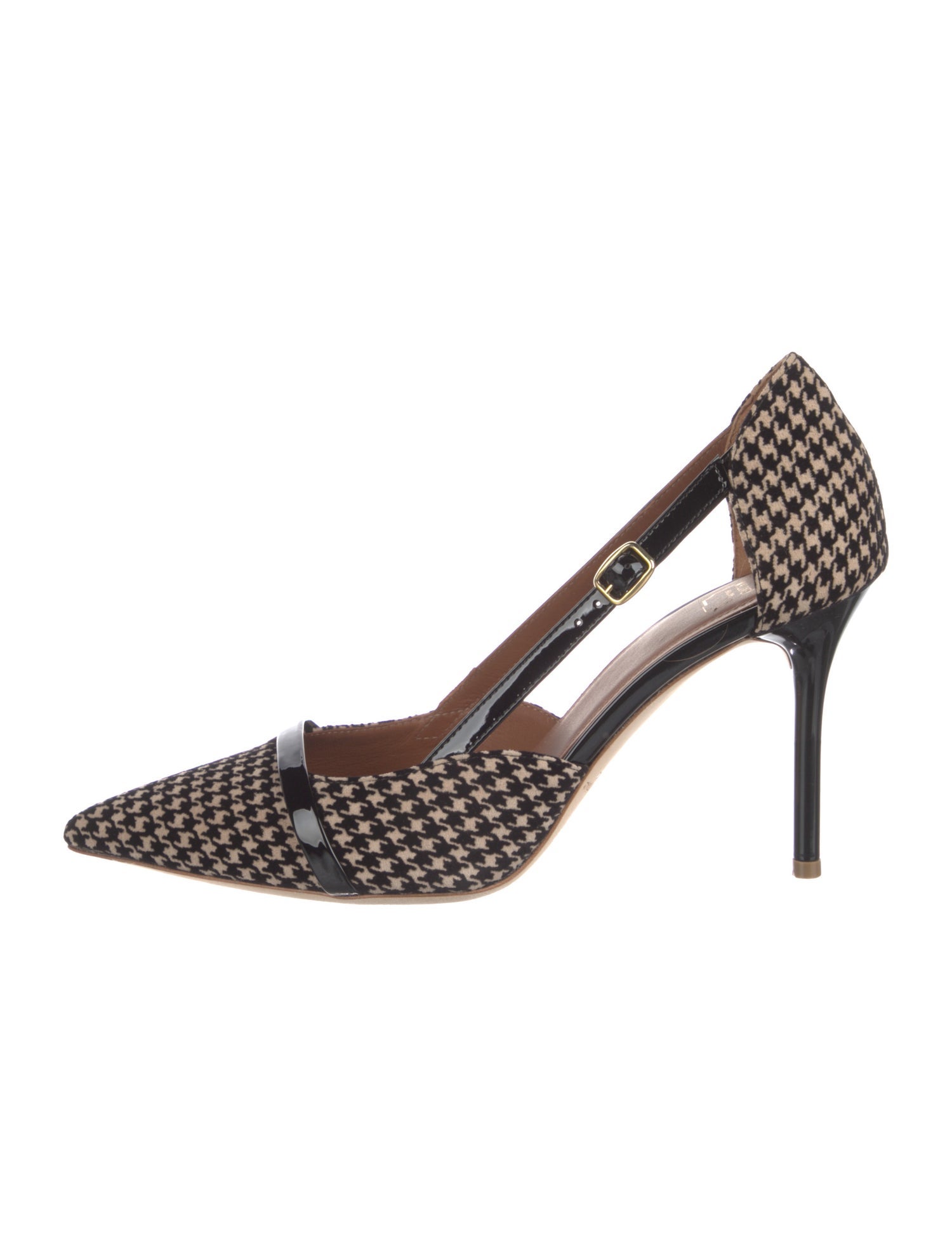 Malone Souliers Wool Houndstooth Print D'Orsay Pumps