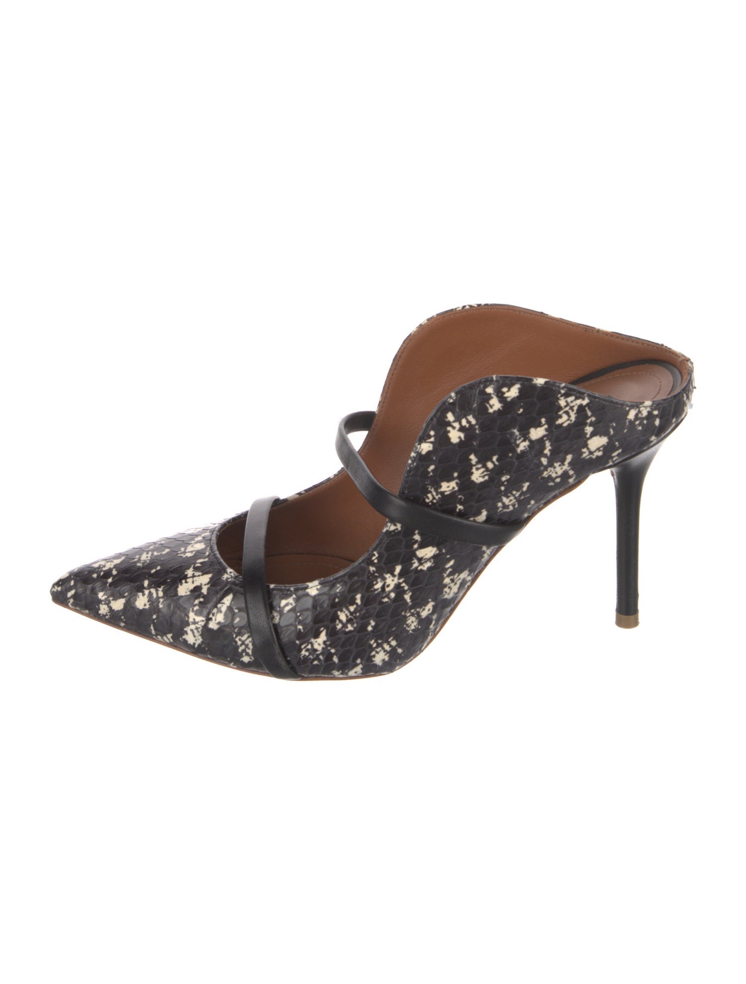 Malone Souliers Embossed Leather Animal Print Mules
