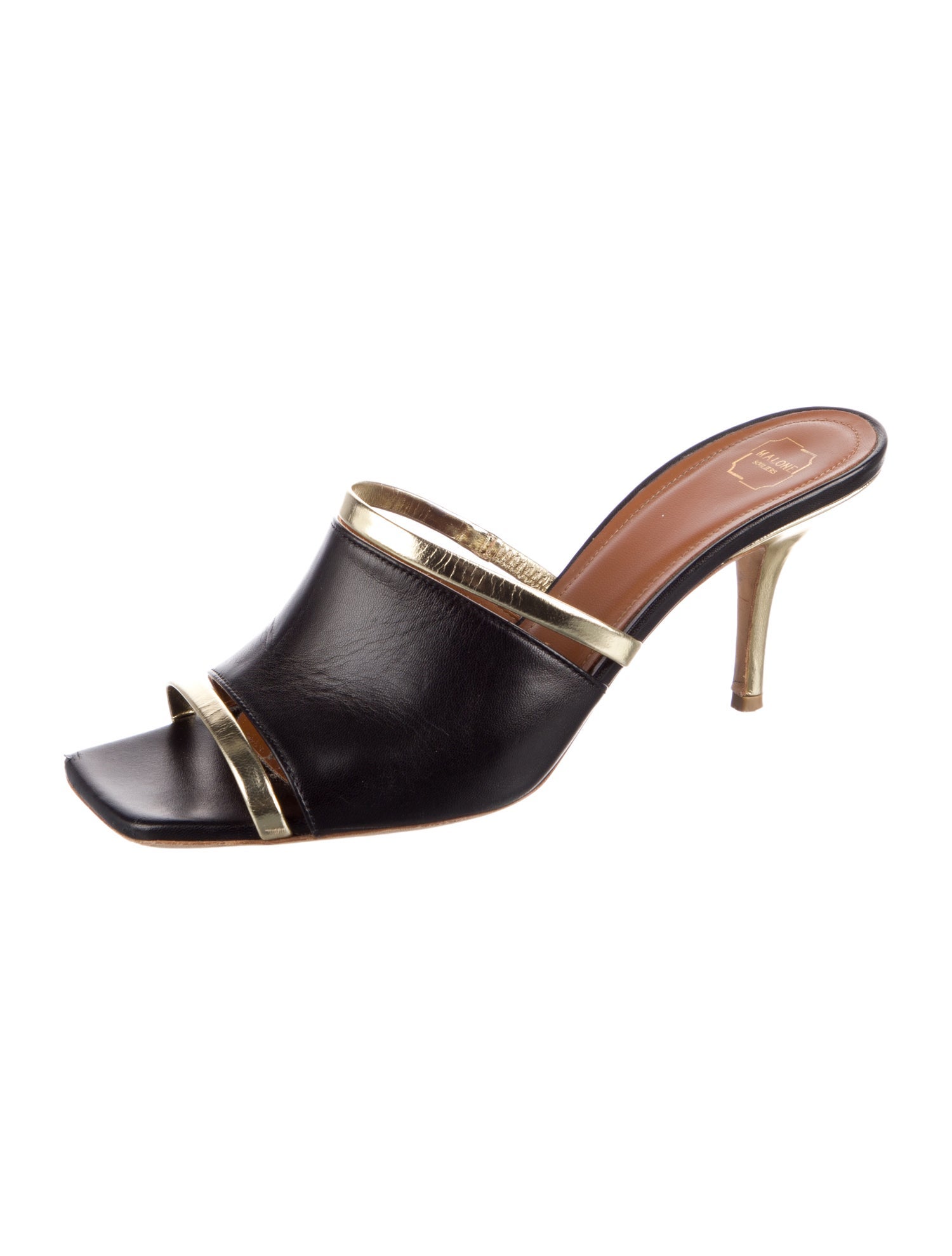 Malone Souliers Leather Animal Print Slides