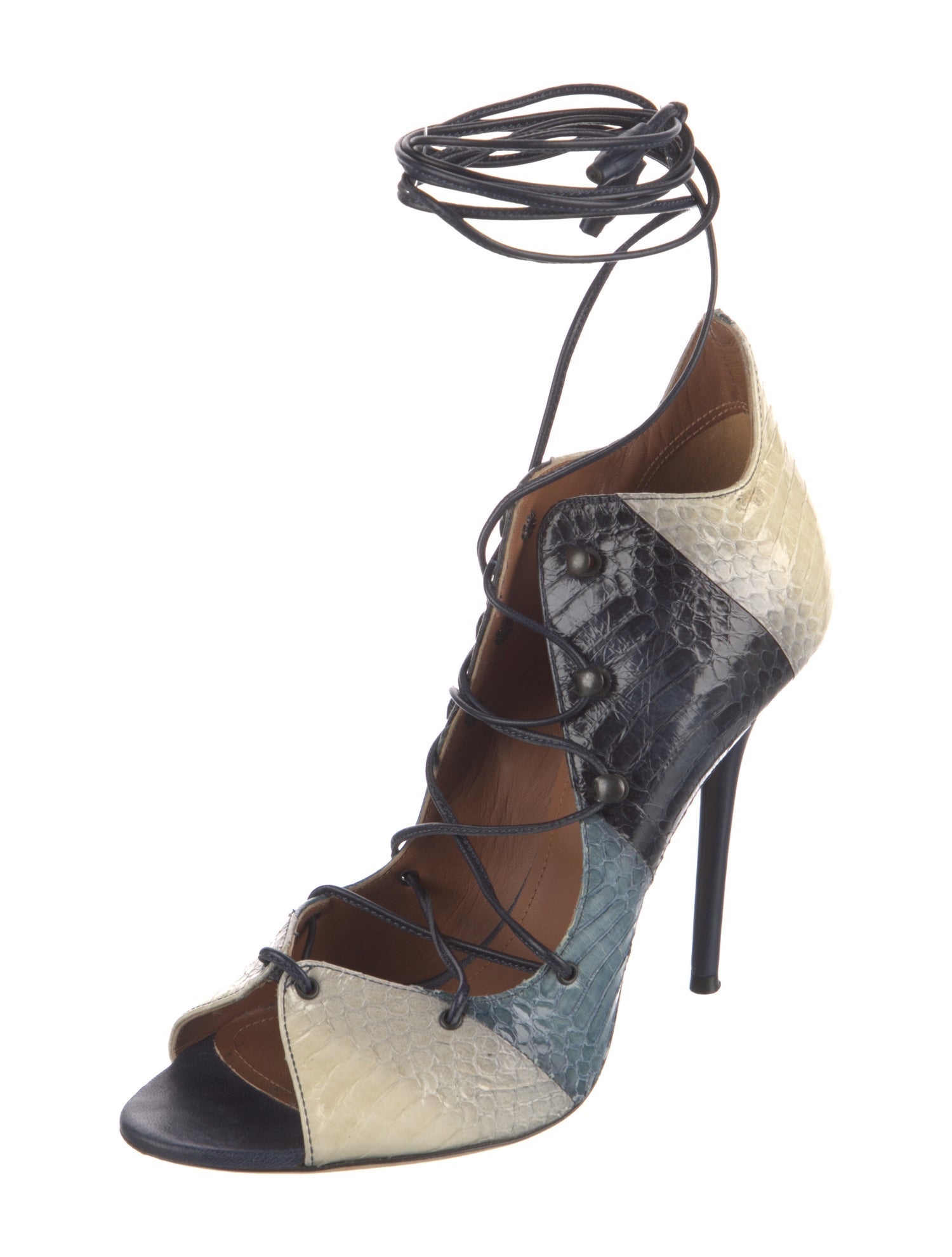 Malone Souliers Leather Colorblock Pattern Gladiator Sandals