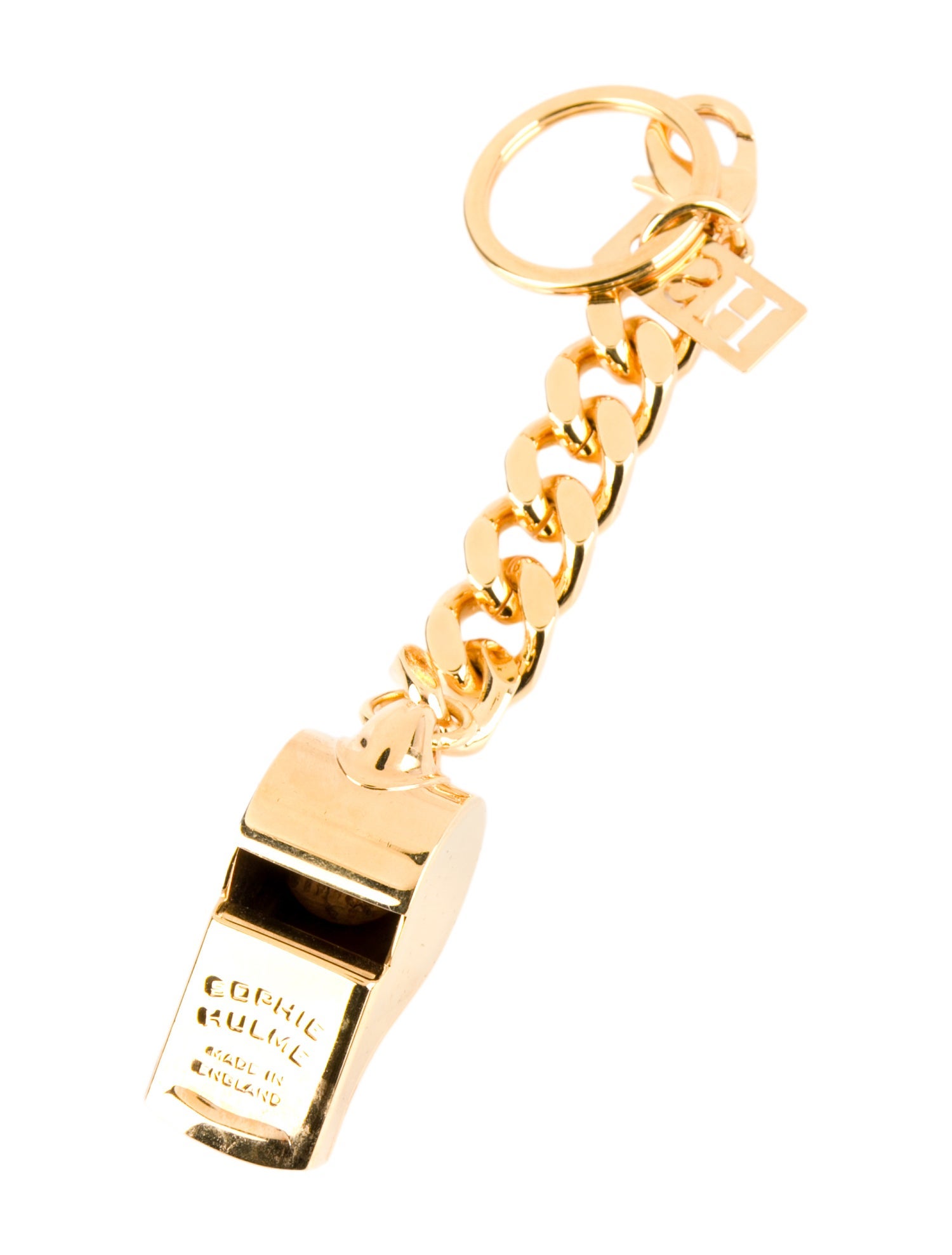Sophie Hulme Gold Whistle Keychain