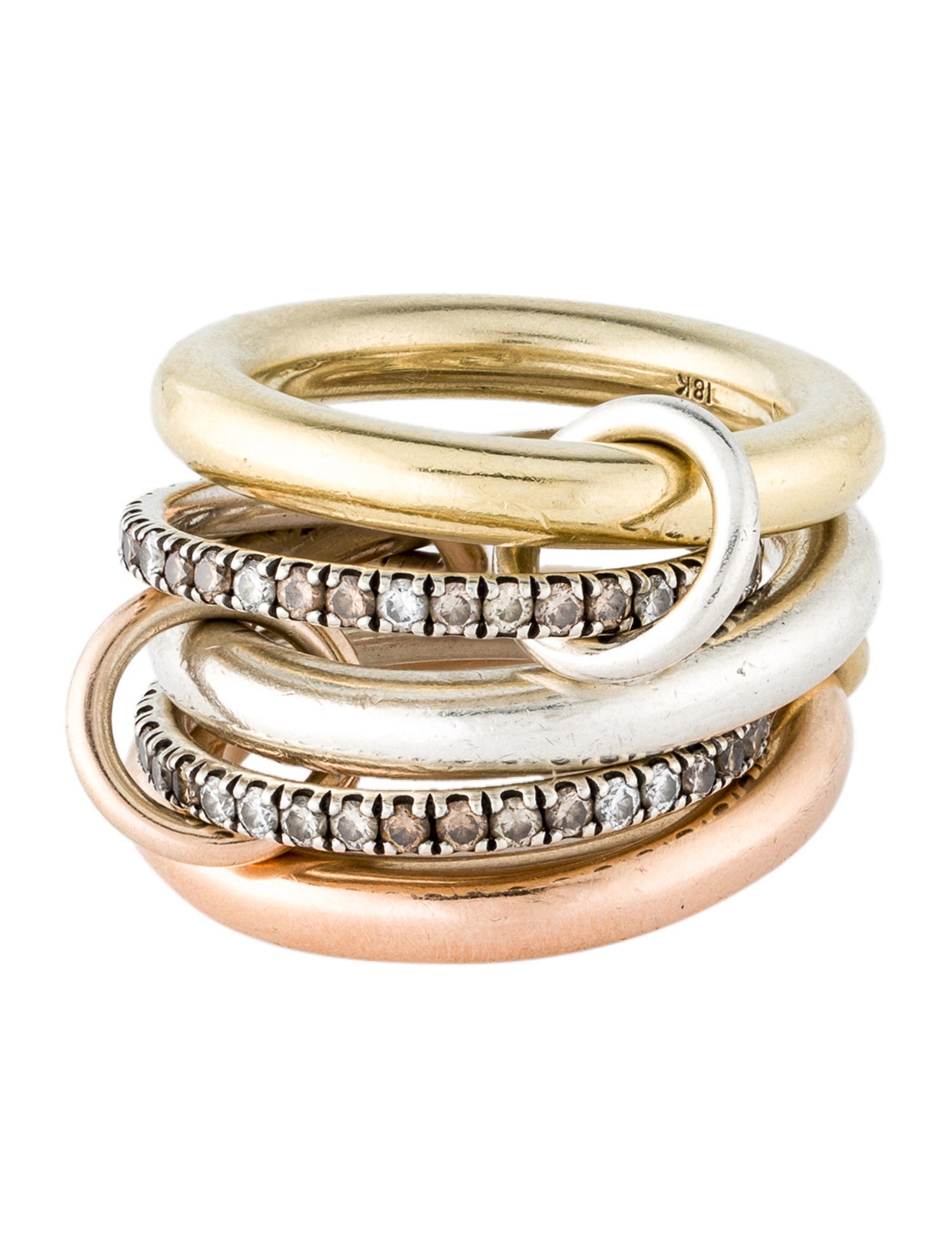 Spinelli Kilcollin 1.44ctw Diamond Tri-Color Solarium Ring