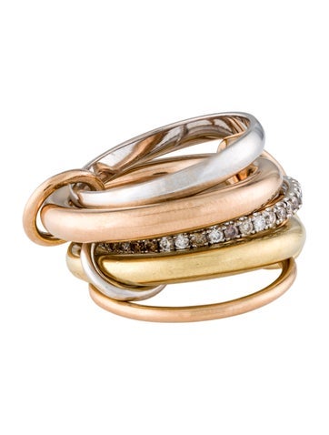 Spinelli Kilcollin Rolling Ring 18K Diamond Five Band Stacked Rings 8