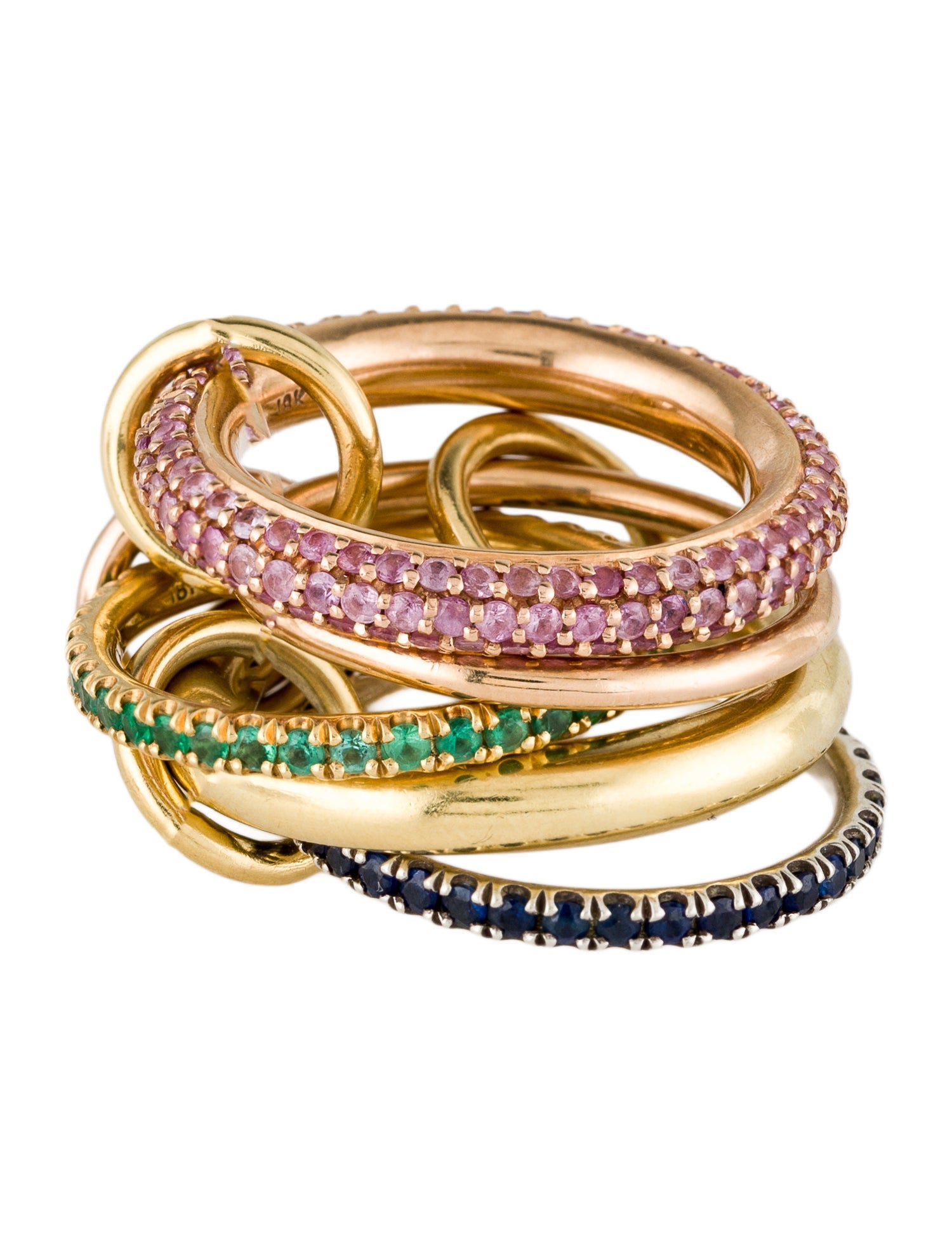 Spinelli Kilcollin 18K Sapphire & Emerald 5 Band Rolling Ring