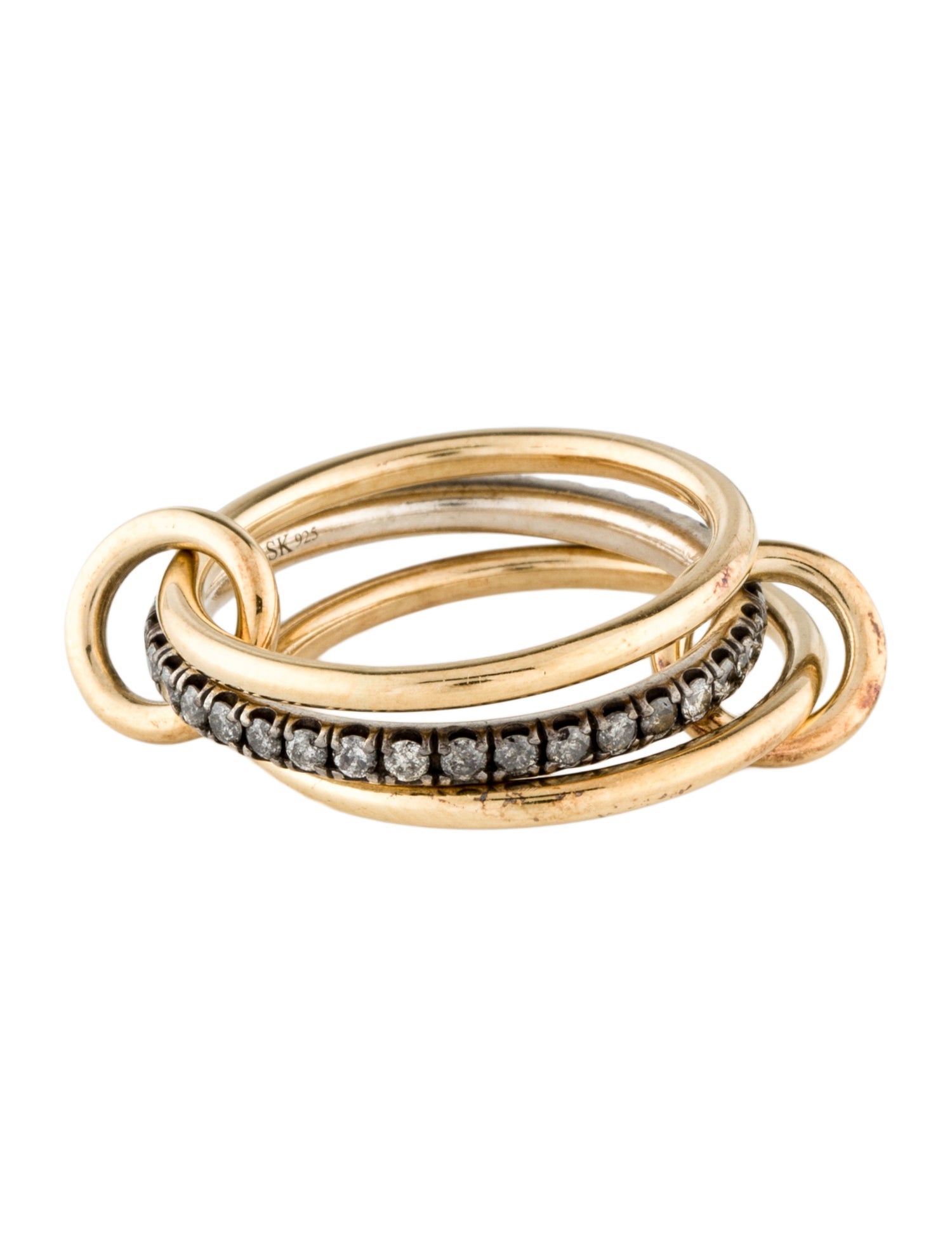 Spinelli Kilcollin 18K Diamond Tigris Gris 3 Band Ring