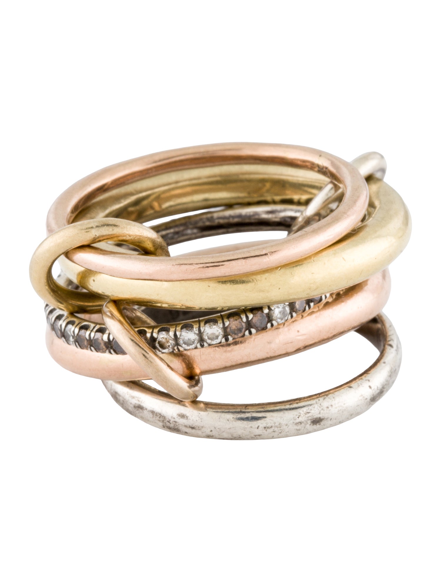 Spinelli Kilcollin 18K Diamond Five Band Stacked Rings