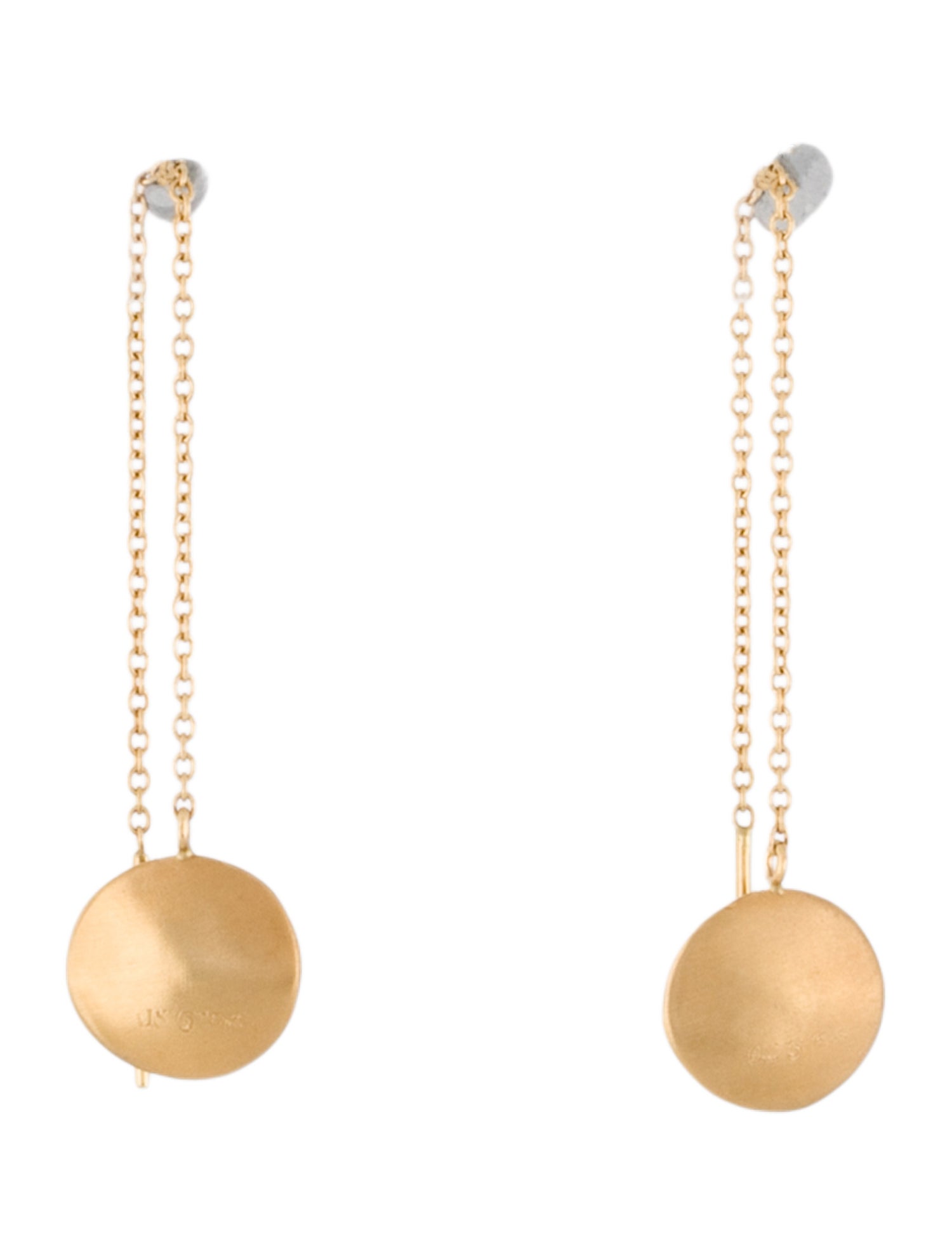 Anne Sportun 18K Hammered Disc Drop Threader Earrings