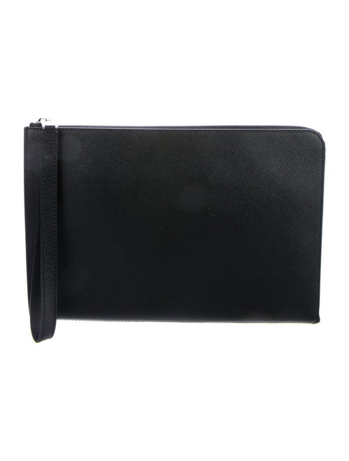 Serapian Leather Zip-Around Wristlet Black