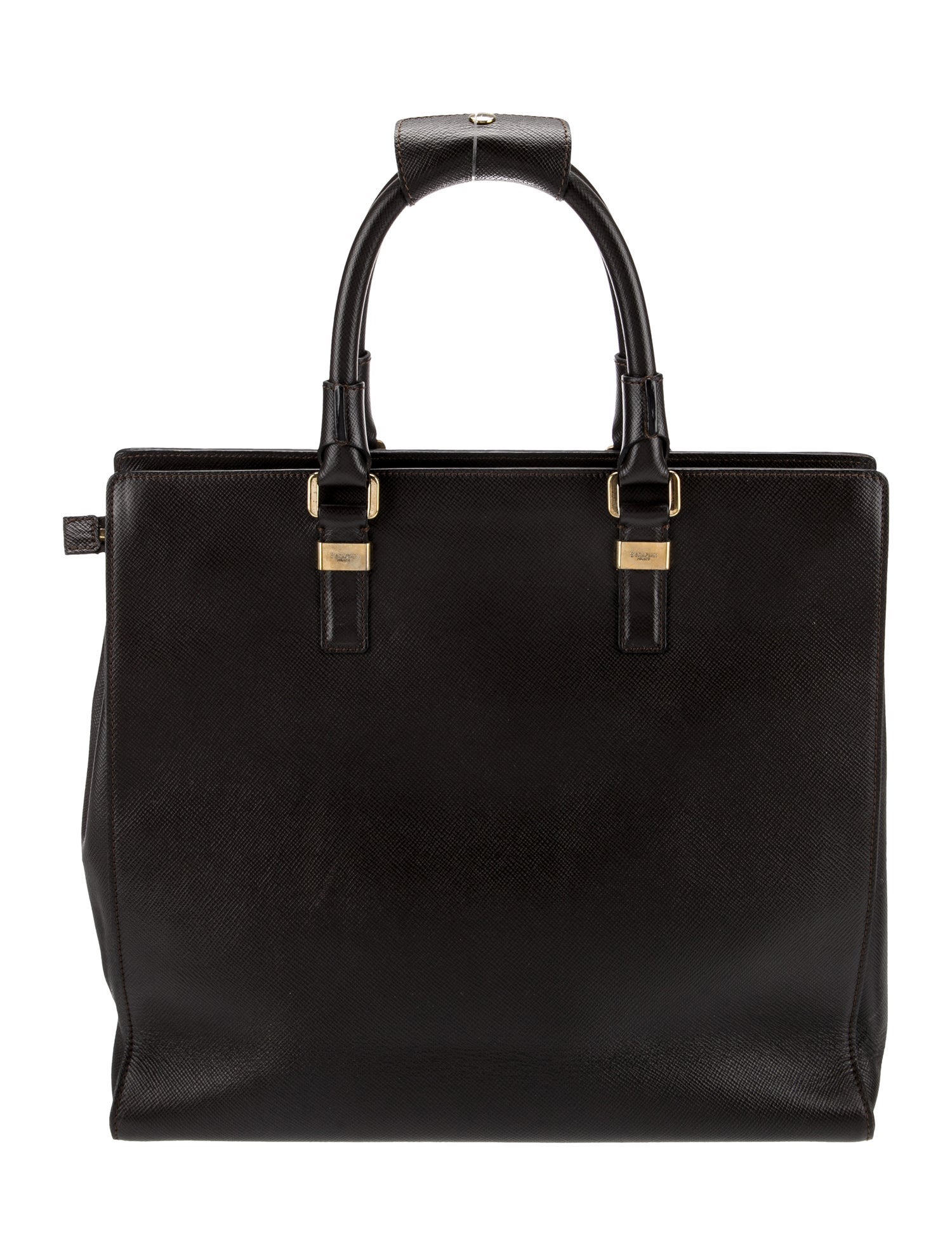 Serapian Saffiano Leather Tote - Brown Totes, Handbags - SRP20656