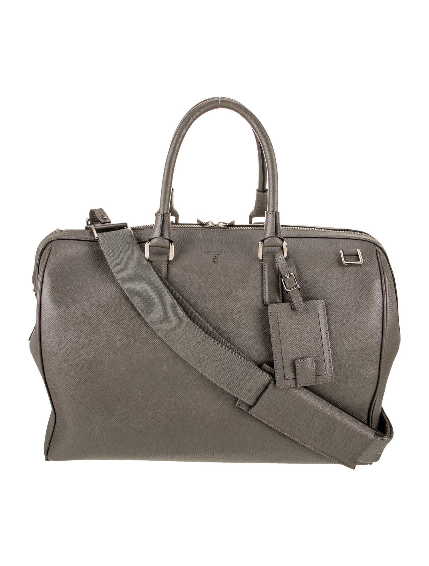 Serapian Saffiano Leather Top Handle Bag