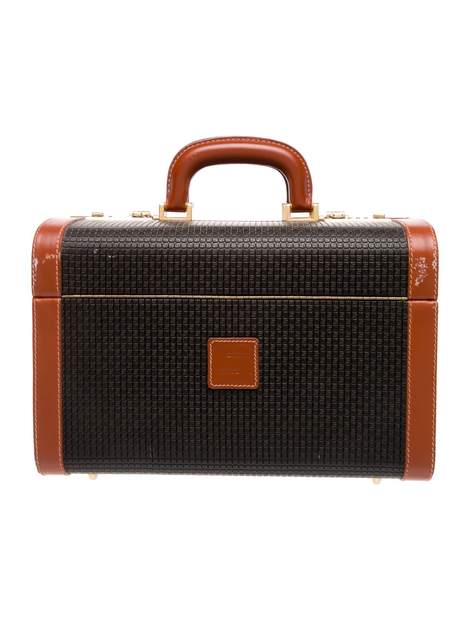 Serapian womens black and brown leather cosmetic bag