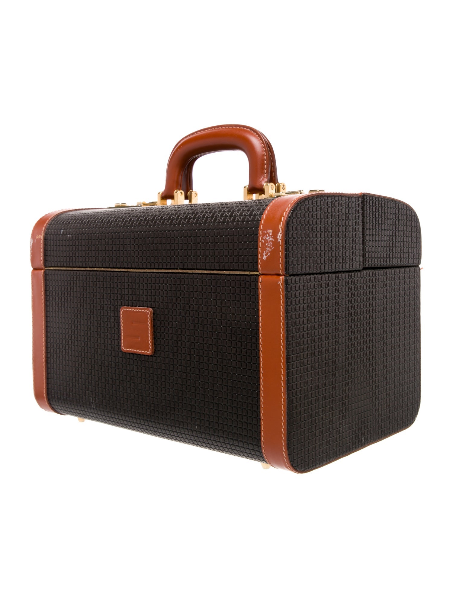 Serapian womens black and brown leather cosmetic bag