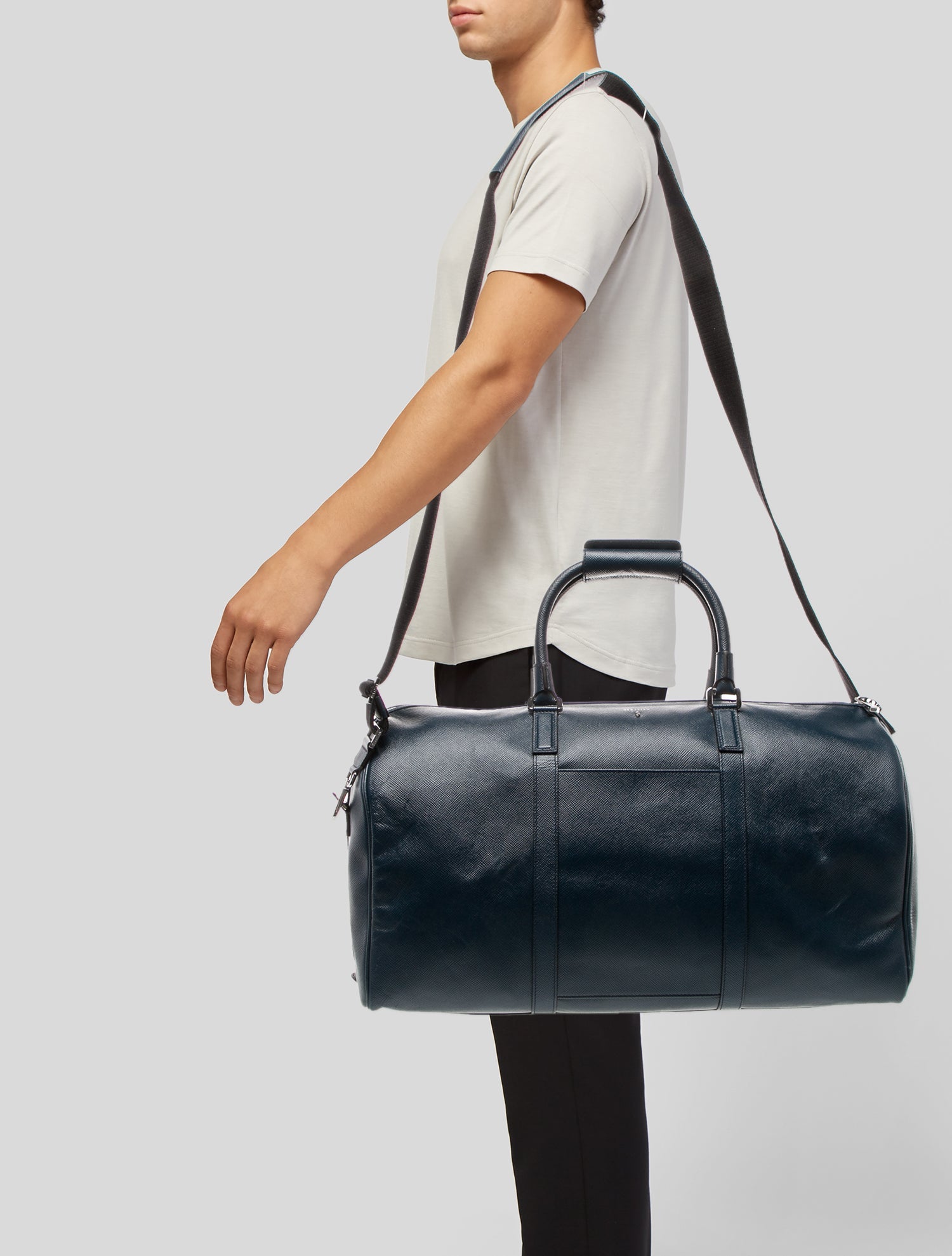 Serapian mens blue leather carry on