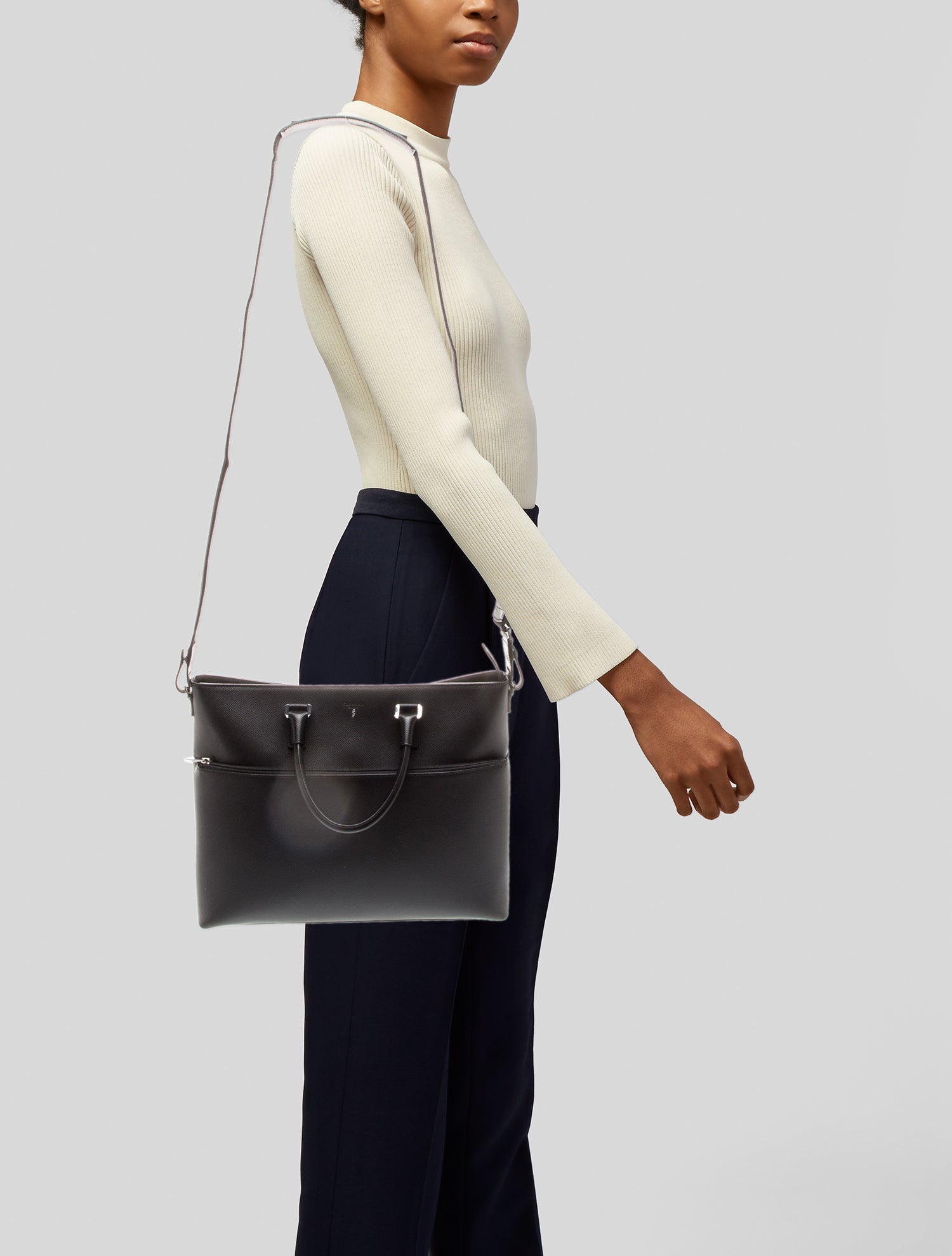 Serapian Saffiano Leather Crossbody Bag