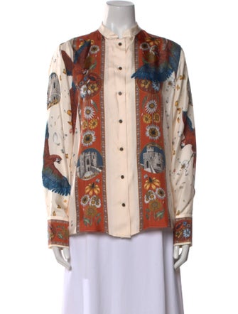 Sabina Savage Silk Printed Button-Up Top