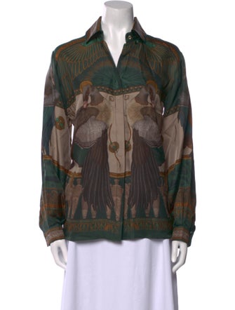 Sabina Savage Silk Printed Button-Up Top