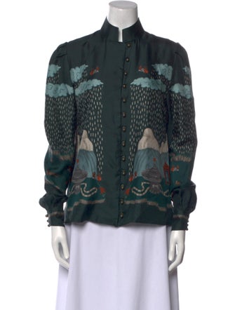 Sabina Savage Silk Printed Button-Up Top