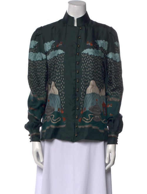 Sabina Savage Silk Printed Button-Up Top