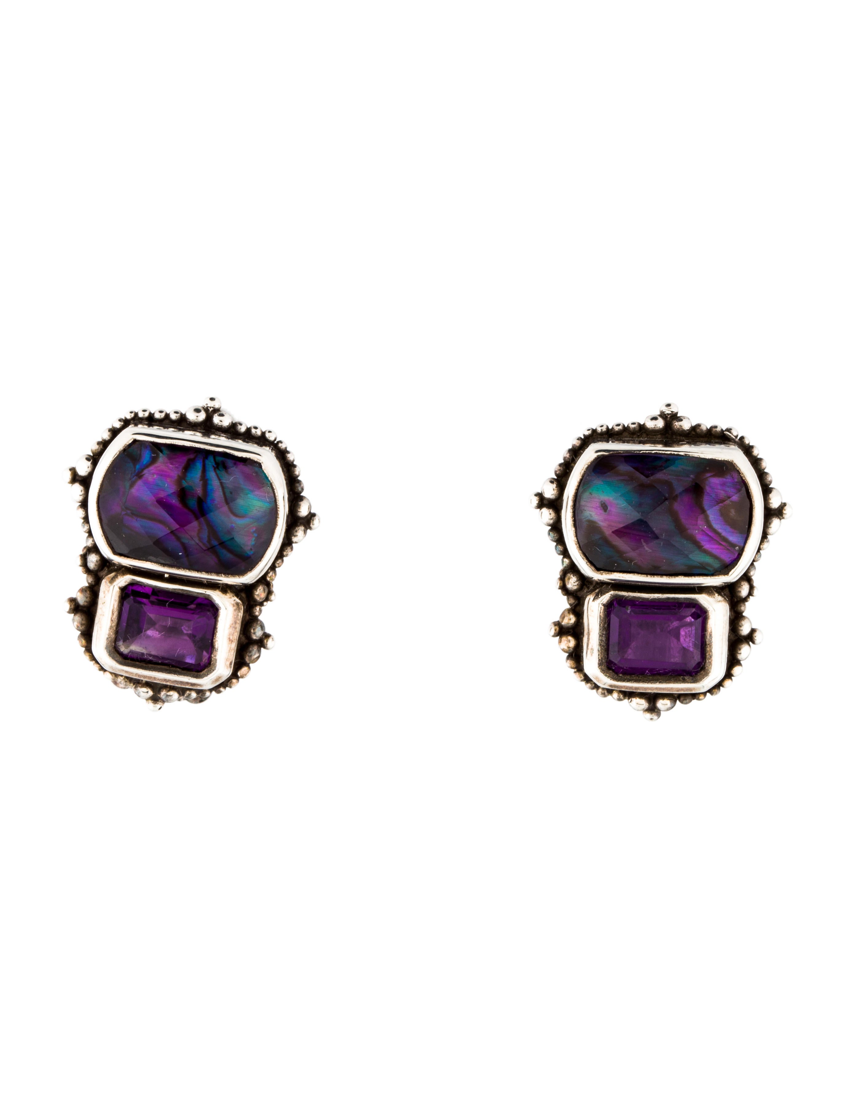 Stephen Dweck Quartz Doublet Amethyst Clip On Earrings Quartz Doublet Amethyst Clip On Earrings