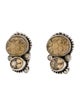 Stephen Dweck Citrine ,Labradorite, Quartz & Mother of Pearl Carved Doublet Floral Clip-On Earrings