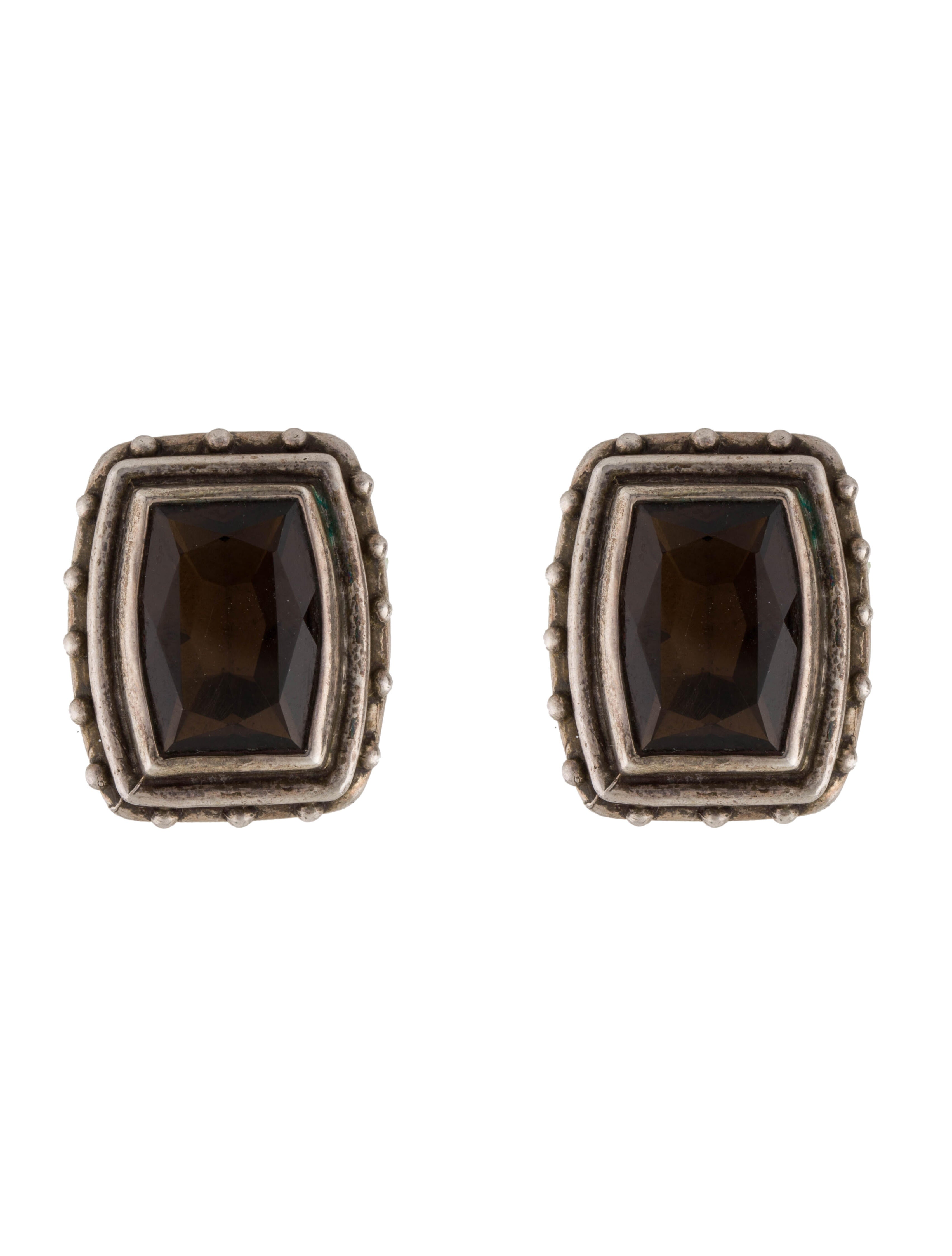 Stephen Dweck Smokey Quartz ClipOn Earrings Sterling Silver ClipOn